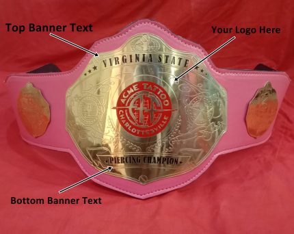 Custom Name and Acme Tatto Charlottesville Logo Wrestling Championship Belt