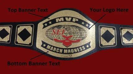 Custom Name and SEI Logistics World Logo Wrestling Championship Belt