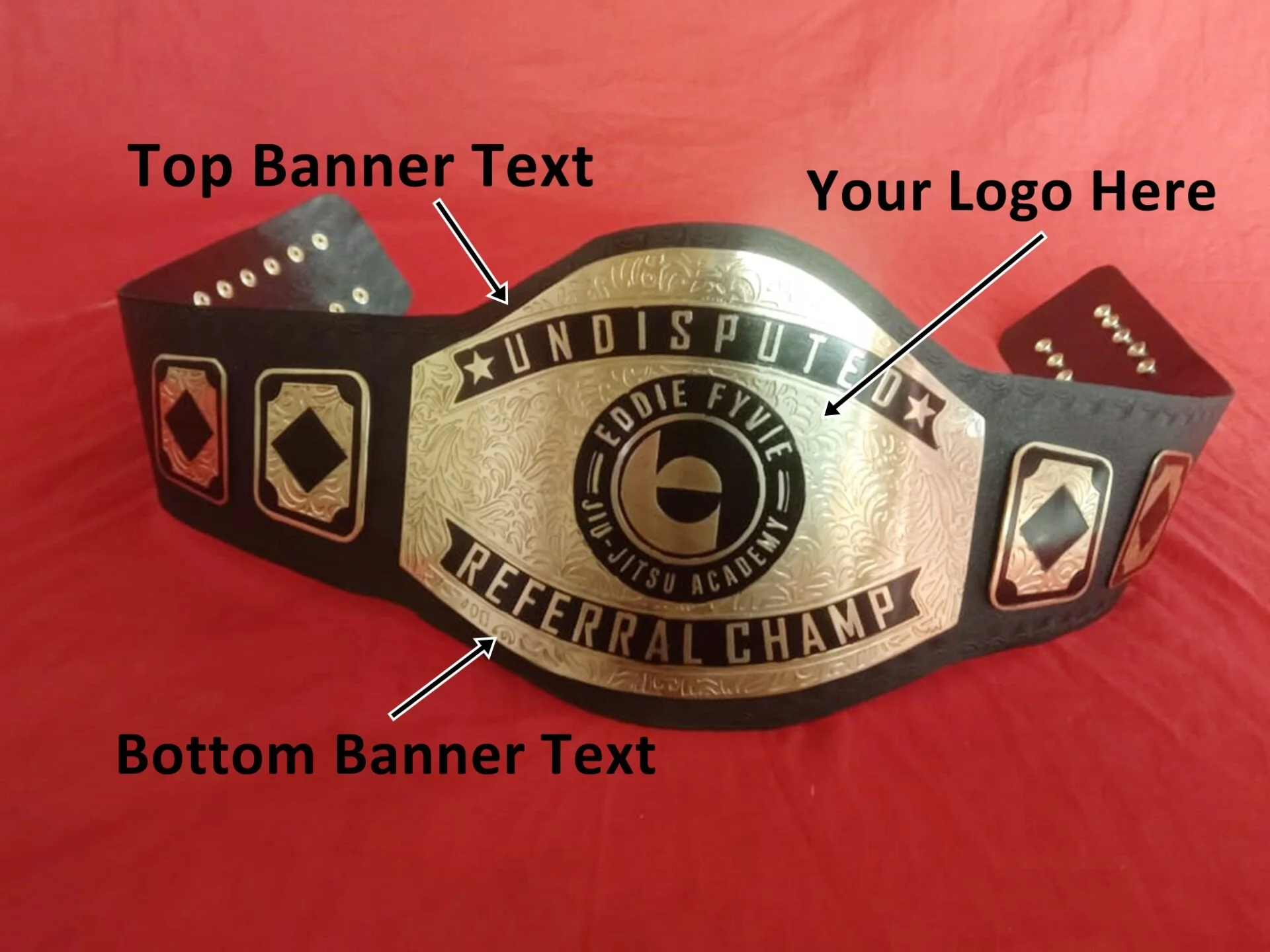 3-2-1920x1440-1.webp Custom Name and Jiu Jitsu Academy Logo Wrestling Championship Belt - Image 1