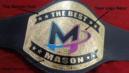 Custom Name and Mason Logo Wrestling Championship Belt