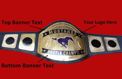 Blue Racing Horse Logo Wrestling Championship Belt